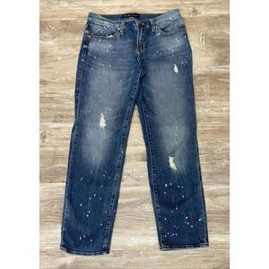 Rock & Republic INDEE Jeans Straight Leg Distressed Paint Splatter Women’s Sz 8M